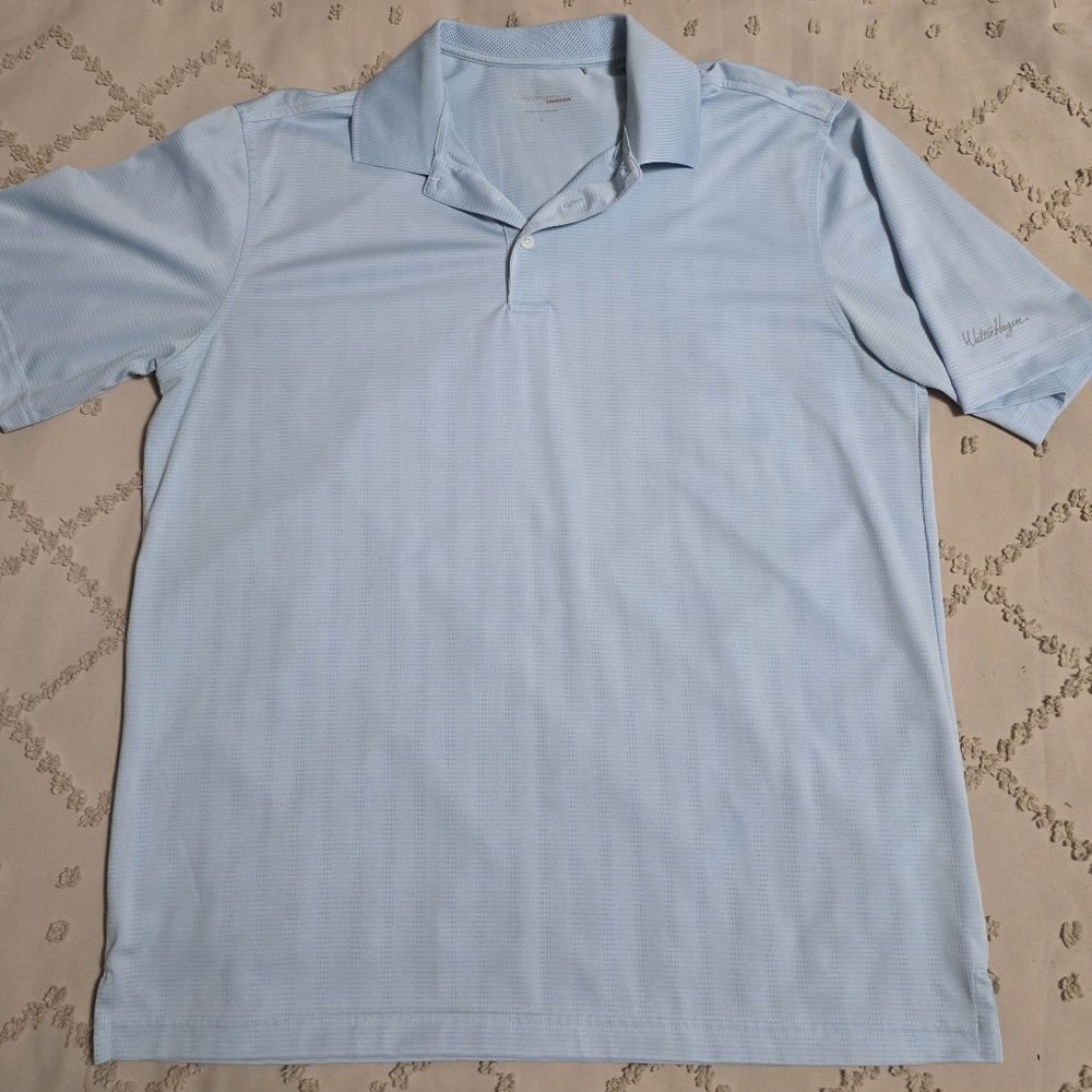 Men's L Walter Hagen Light Blue Short Sleeve Polo Golf Shirt